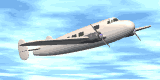 Small commercial passenger airliner flying animation