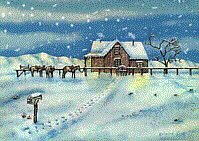 Animated winter snowfall at the cabin
