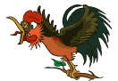 Animated Squawking rooster with ruffled feathers