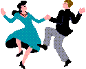 Animated couple doing swing dance