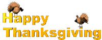 Happy Thanksgiving banner with animated turkeys