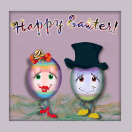 Two animated Easter Eggs dancing