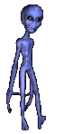 Blue alien with long arms
