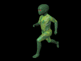 Animated green alien running