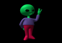 animated alien giving a three finger wave