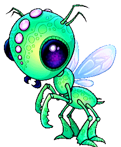 Weird looking big green animated bee