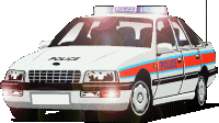 Animated police car with emergency lights flashing