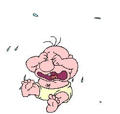 Animated crying screaming baby moving around