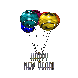 Moving animated gif Happy New Year on balloons 