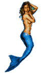 Brunette Mermaid animation with blue tail giving it a little wiggle in the water