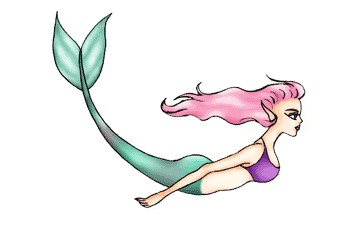 Animated Mermaid cartoon clip art moving along very quickly