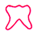 Little red line drawing of dancing tooth icon