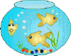 Animated goldfish moving in fish bowl