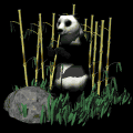 Animated panda bear chewing on a bamboo stalk