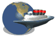 Animation with cruise ship going around the world