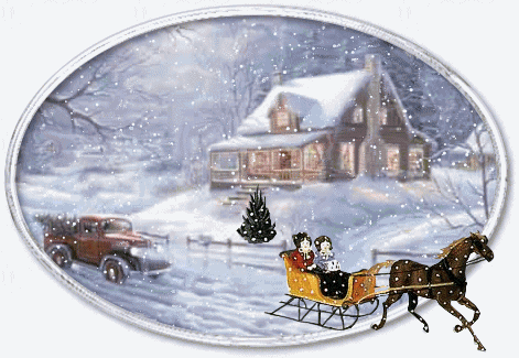 Dashing through the snow on a one horse open sleigh animation