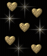 Gold animated hearts and sparkling stars
