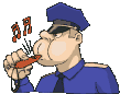 Animated traffic cop blowing whistle