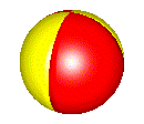 spinning beach ball red and yellow striped ball