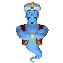 Moving animated blue genie