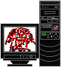 Animated computer game display on desktop computer