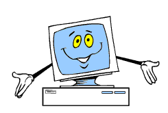 friendly happy computer moving around and waving