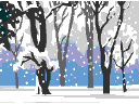 Animated snow falling in the woods