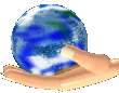 earth globe spinning in hand