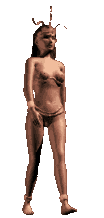Scantily clad woman walking moving animated gif
