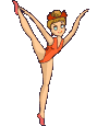 Animated ballerina practicing leg splits
