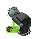 Little undead guy puking his guts out, literally