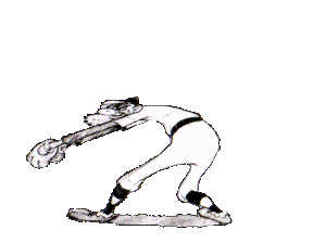 Cartoon animation of a baseball pitcher winding up to make the pitch