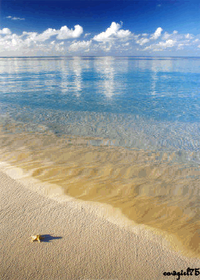 ... ripples pounding the pristine white sand beaches of a tropical island