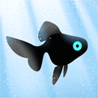 Animated moving picture of  Black Moor fish swimming in water