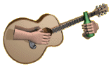 Animated moving hands playing guitar with slide