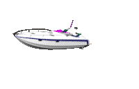 Animated speedboat in the water