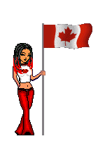 Animated girl holding Canadian flag for Canada Day