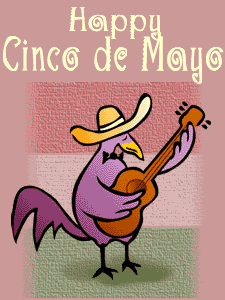Moving animated Mexican chicken playing guitar for Cinco de Mayo
