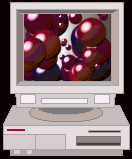 Red balls on computer screen