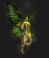 Hovering fairy hanging around in a magical mist flying in circles