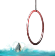 Animated clip art of a dolphin jumping out of the water through a hoop