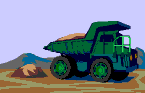 animated green dump truck dumping