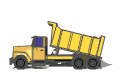 Moving animated yellow dump truck picture