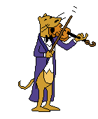 Refined cat in tuxedo playing violin