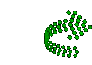 Flexible green dot moving animated arrow