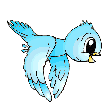 Cute little animated  blue bird flying