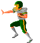 Small animated clip art picture of football player running with the ball