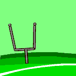 Clip art animation of large football going through goal post