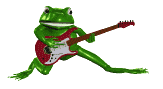 Animated frog playing music on electric guitar