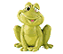 Small yellow moving toad smiles and winks at you